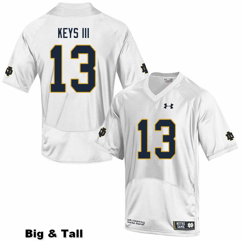 Men's NCAA Notre Dame Fighting Irish #13 Lawrence Keys III Stitched College Under Armour Authentic White Big & Tall Football Jersey CL10Y33EN